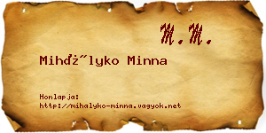 Mihályko Minna névjegykártya